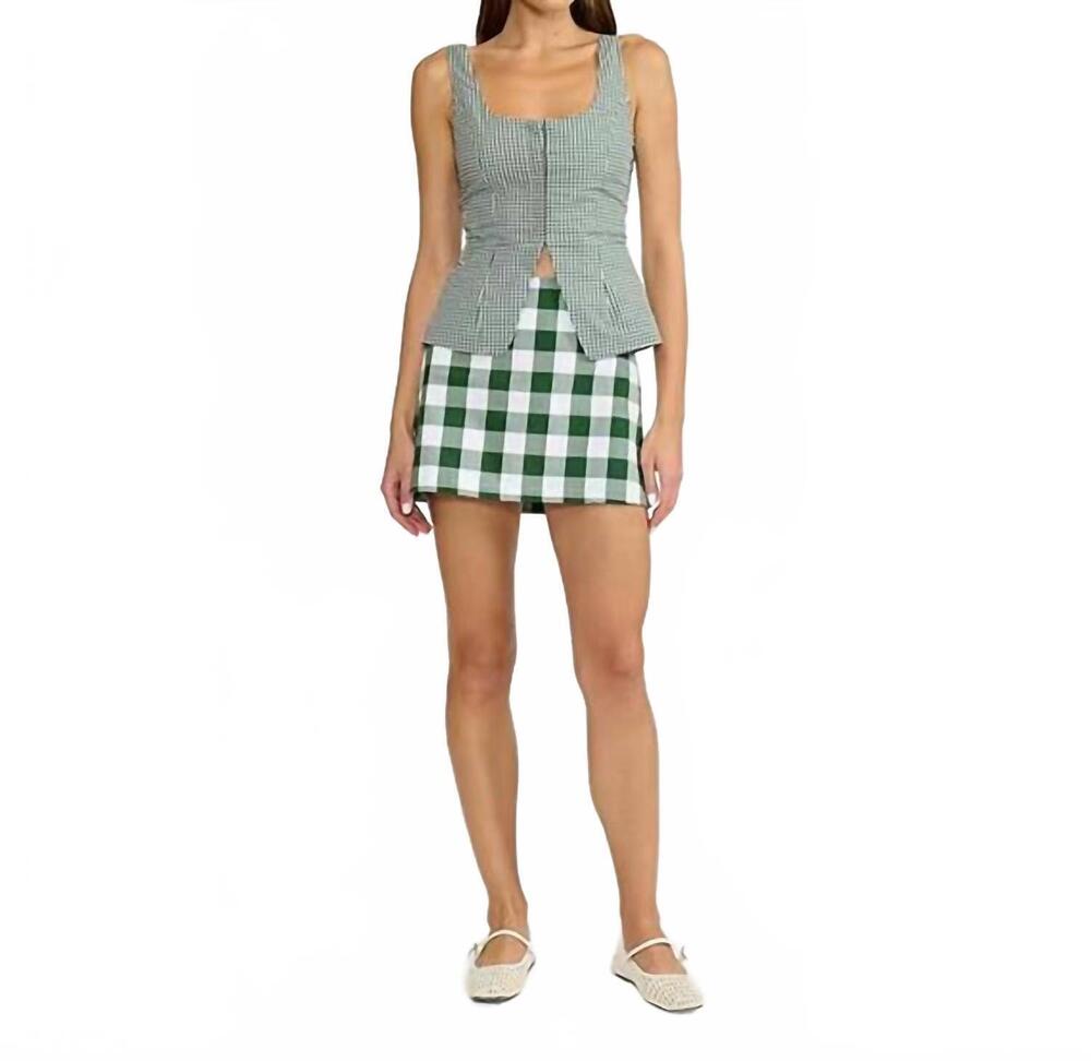 NEW LUCY PARIS women's ludlow gingham vest top in green